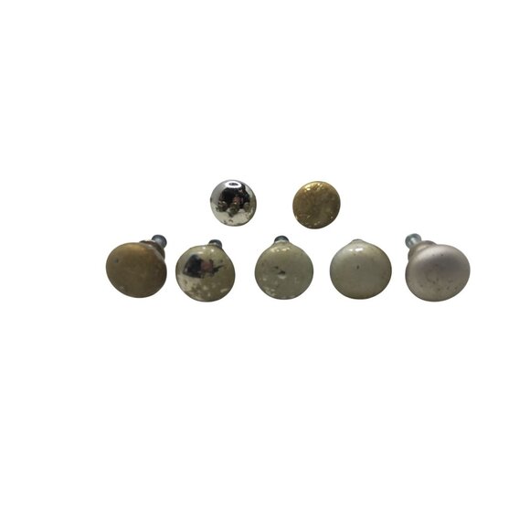 Set Of 7 Vintage Brass & Nickel Drawer Pulls With Patina - Picture 1 of 3